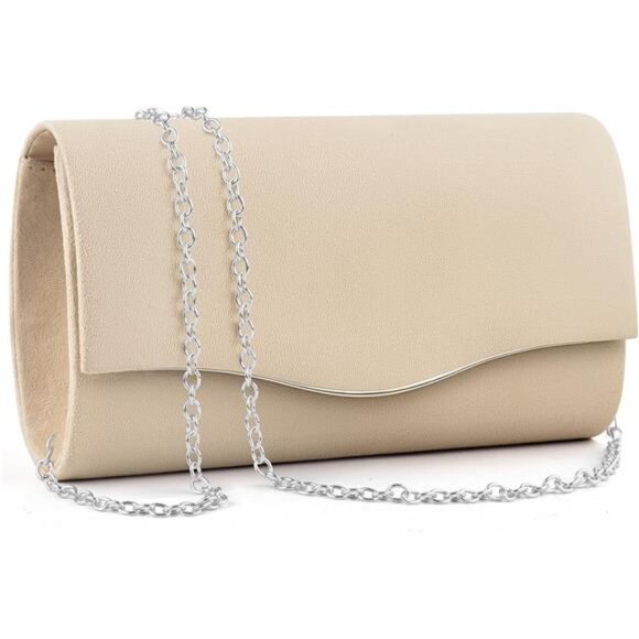 Formal Bags Suede Shoulder Envelope Handbags Khaki - Picture 1 of 7